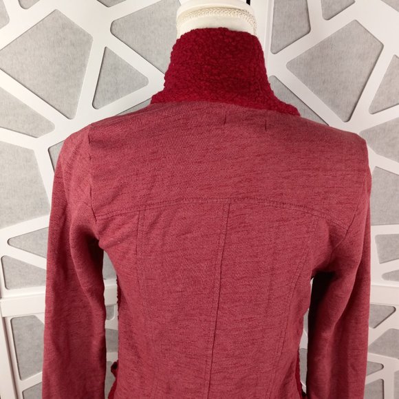 Lucky Brand Small Cardigan Waterfall Open Front Drape Pockets Red - Picture 5 of 11